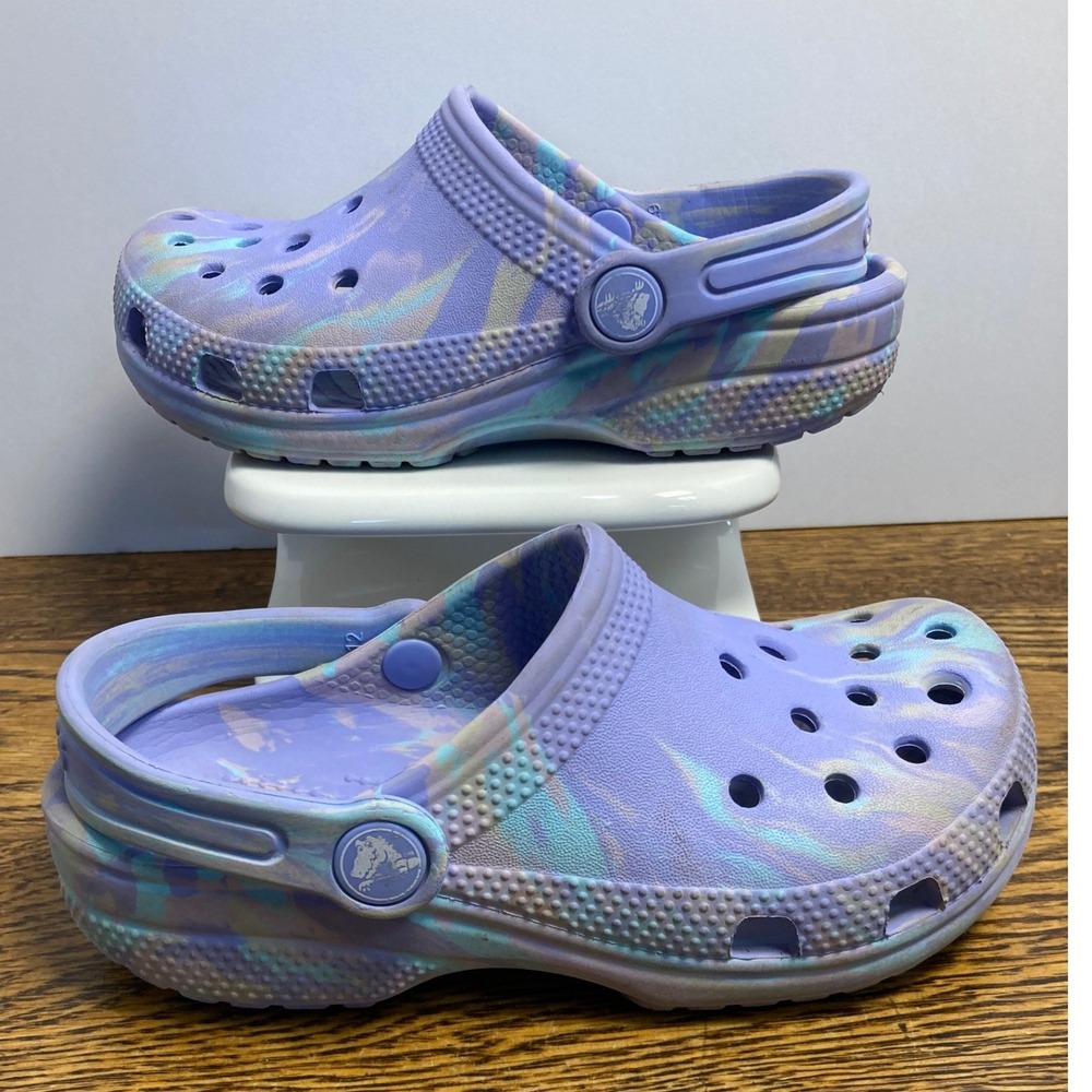 Crocs Classic Clog Kids Size 12 Lavender Marble Out of This World Pastel Swirl